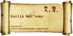 Kutlik Nándor névjegykártya